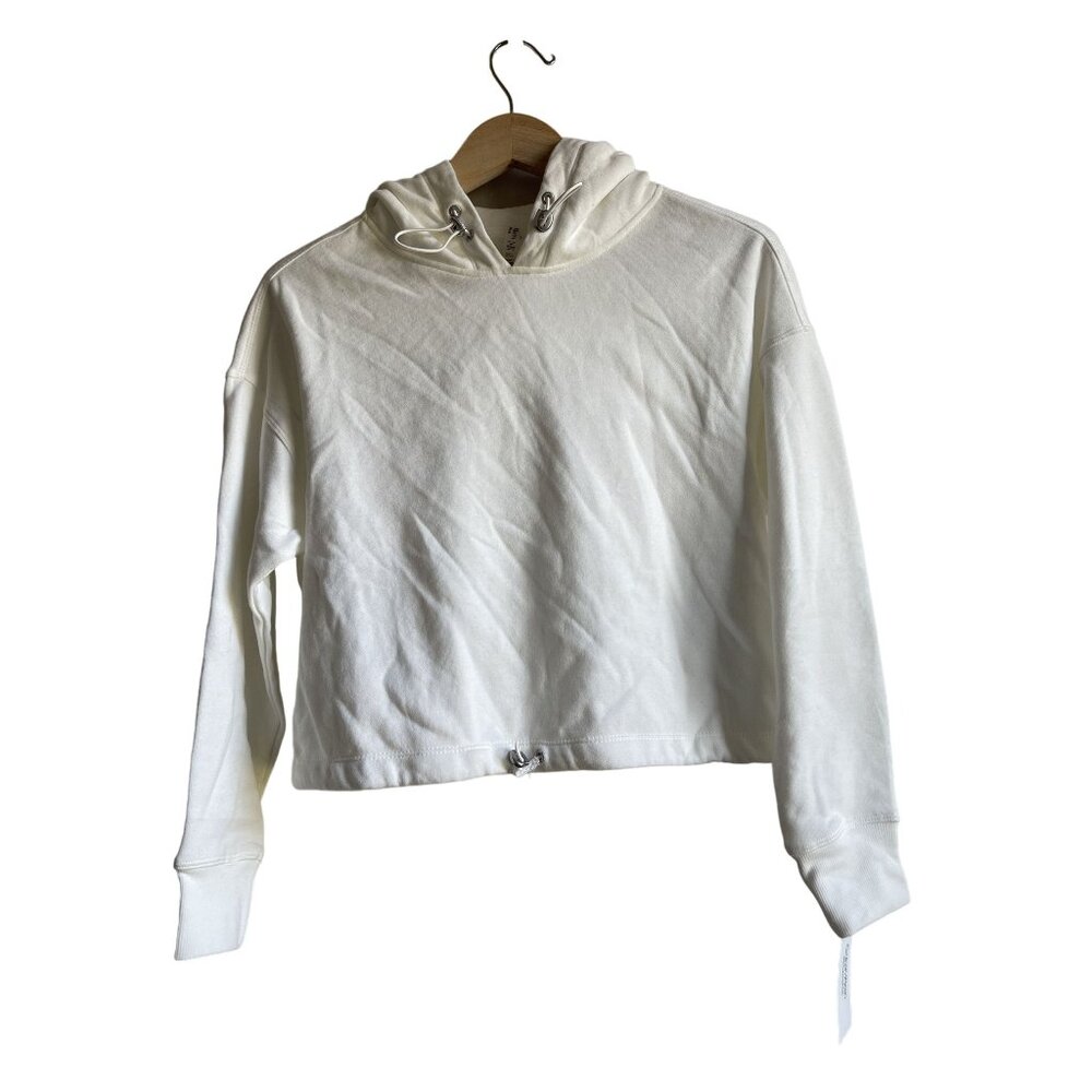 New! Calvin Klein White Cropped Performance Athletic Hoodie Sweatshirt Size Smal